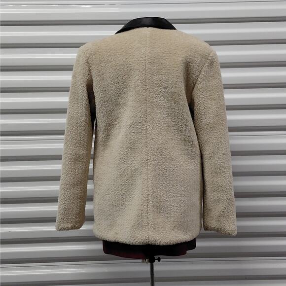 WeWoreWhat Womens Oversized Faux Fur Blazer Jacket Small Ivory Vegan Leather NWT - Picture 4 of 15